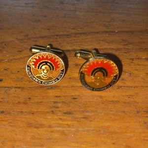 VTG STOKES round gold tone enamel look cuff links